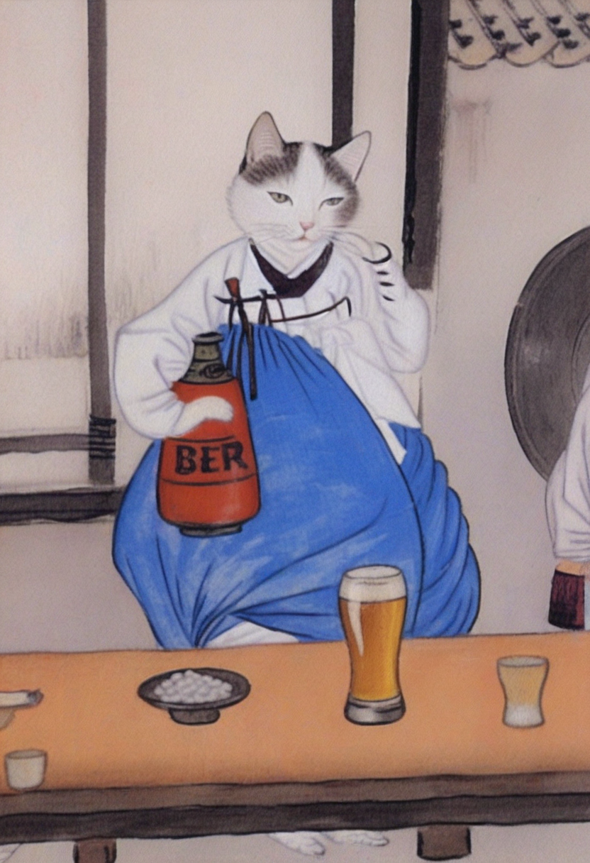 60252-503640596-sd_xl_base_1.0_0.9vae-Euler a-best quality shinyunbok painting a cat wearing dress.png